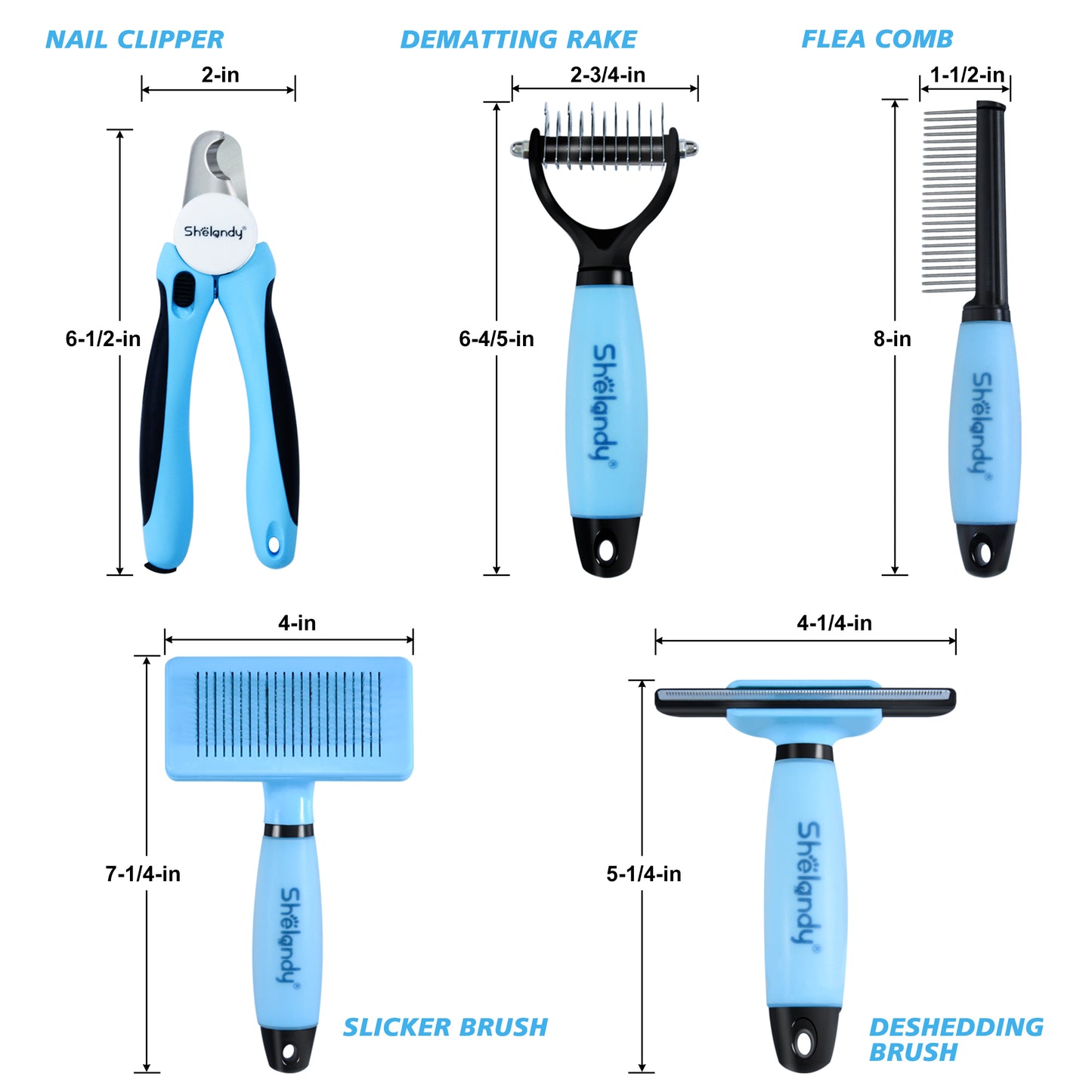 SHELANDY Groomer Partner Pet Grooming Kit, 5-Piece Set with Aluminum Case, Includes Slicker Brush, Undercoat Rake, DeShedding Tool, Pin Brush, Nail Clipper