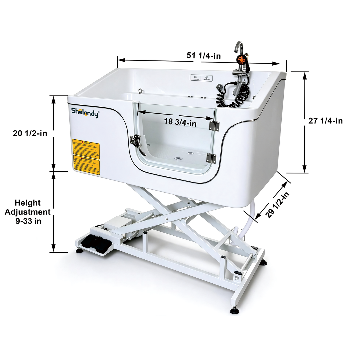 SHELANDY Electric Lift Dog Grooming Spa Tub Pet Wash Station with Water Circulation & Bubble System