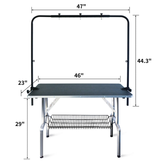 SHELANDY 46-in Pet Dog Grooming Table with Baskets | Groomer Trimming Table for Large Breeds