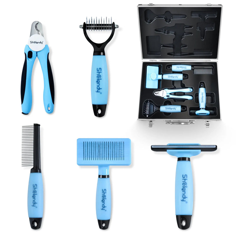 SHELANDY Groomer Partner Pet Grooming Kit, 5-Piece Set with Aluminum Case
